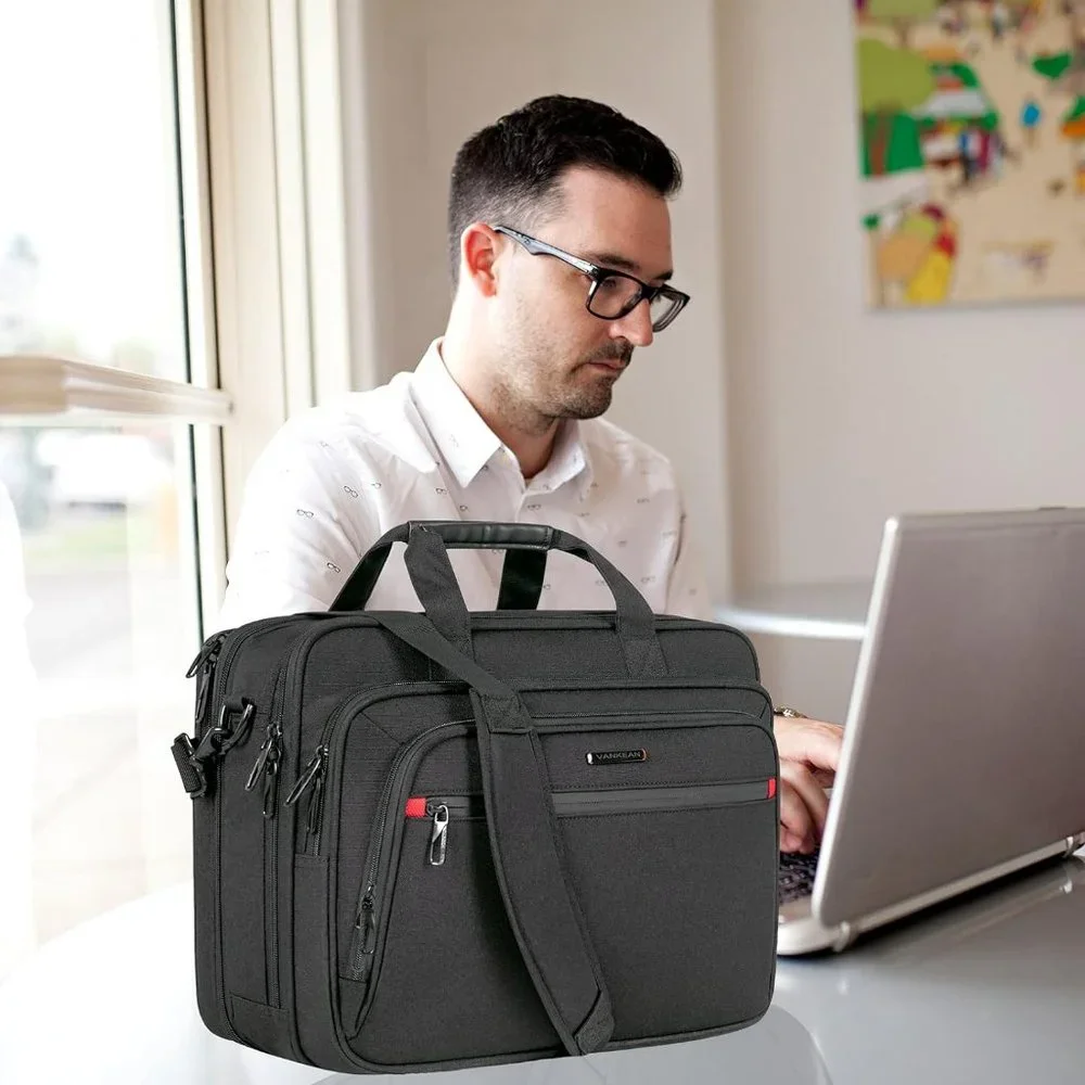 VANKEAN Laptop Briefcase Fits Up to 17.3 Inch Expandable Shoulder Bag for unisex